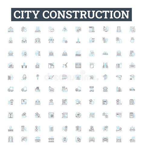 City Construction Vector Line Icons Set. Urbanization, Architecture, Infrastructure, Building ...