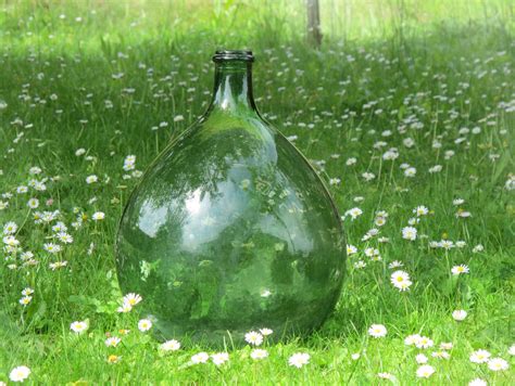 French Extra Large Green Glass Bottle Demijohn Garden Decor Etsy