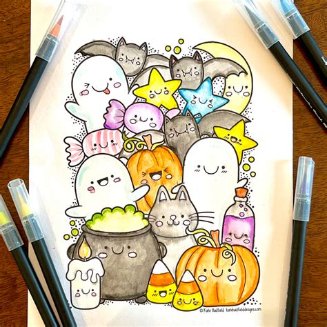 Creative Team Gallery Kawaii Halloween Colouring Page Kate Hadfield