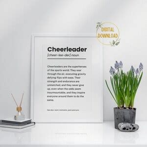 Cheerleader Definition Print, Cheerleader Printable, Cheerleader Gifts ...