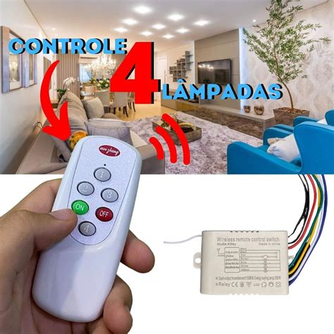 Controle Remoto De Luz 4 Vias Interruptor Portatil Digital Sem Fio