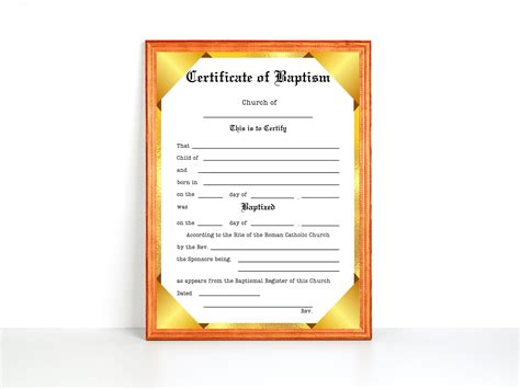 Certificate Of Baptism Sacrament Of Baptism Digital Certificate