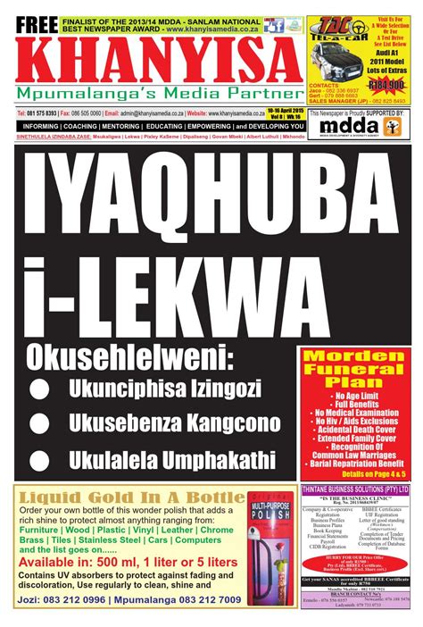 Khanyisa Newspaper Mpumalanga 10 April 2015 By Khanyisa Weekly