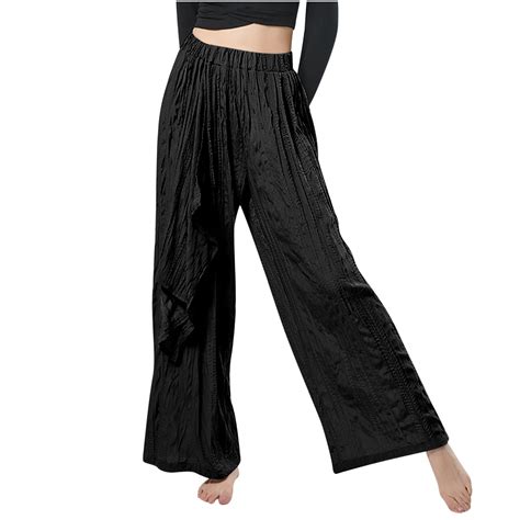 Posijego Womens Wide Leg Pants Elastic High Waist Pleated Lounge Yoga