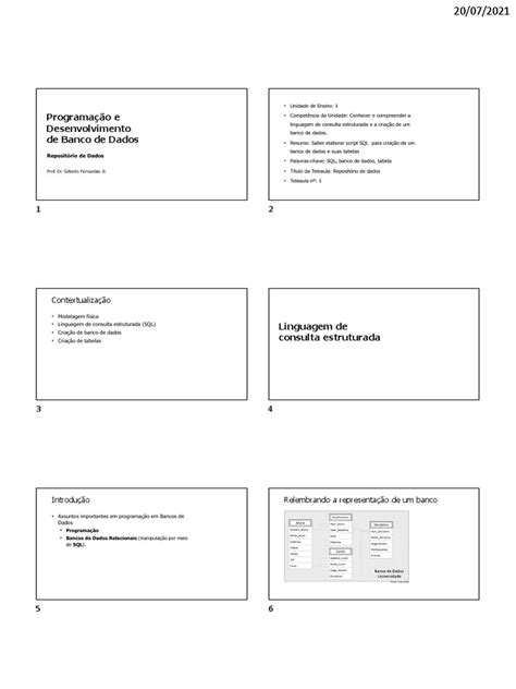 Ta1 Slides Programação E Desenvolvimento De Banco De Dados Pdf Sql Linguagem De Programação