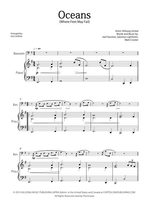 Oceans Where Feet May Fail Arr Iury Cardoso Sheet Music Hillsong