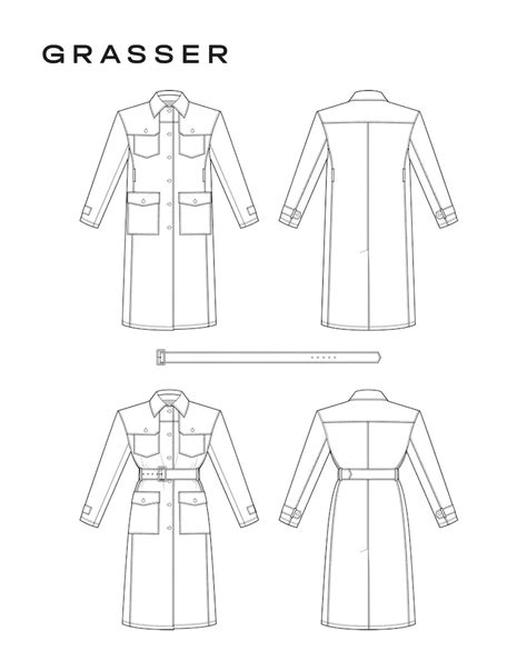 Trench Coat Sewing Pattern With Tutorial Sizes 38 40 42 Etsy