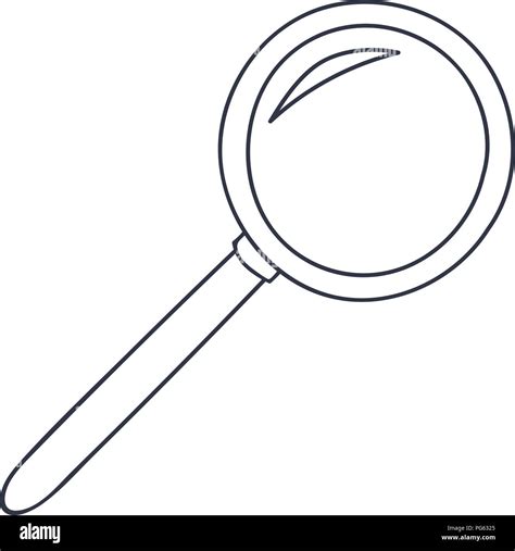 Magnifying Glass Doodle Style Black And White Illustration Stock