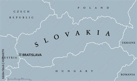 Fototapeta Slovakia Political Map With Capital Bratislava National