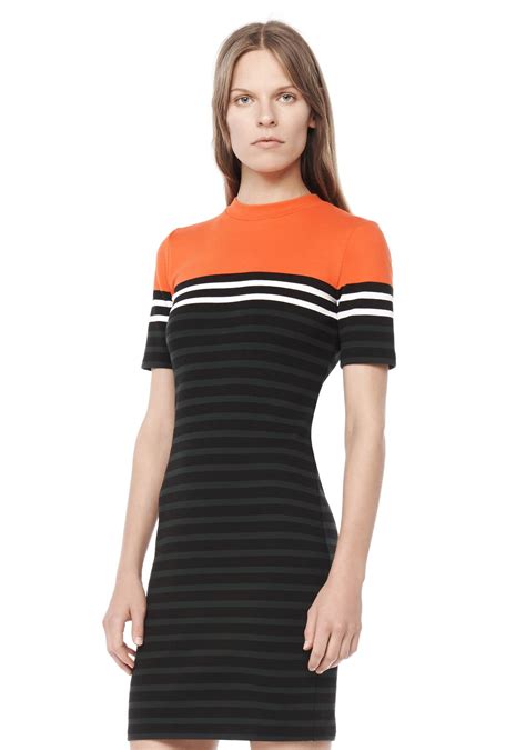 Lyst T By Alexander Wang Striped Cotton T Shirt Dress In Red