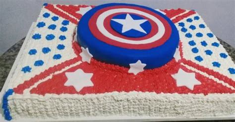 Bolo Capitao America Quadrado - Bolo De Chantilly Do Capitão América Quadrado - Compartilhar Bolo