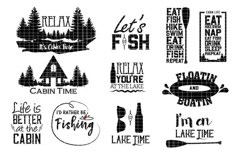 Cabin And Lake Bundle Graphic By Amanda Zoss Creative Fabrica