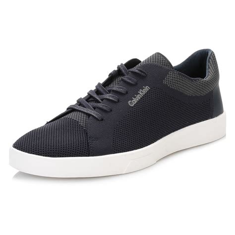 Calvin Klein Mens Blue 2 Knit Weave Trainers Lace Up Casual Shoes