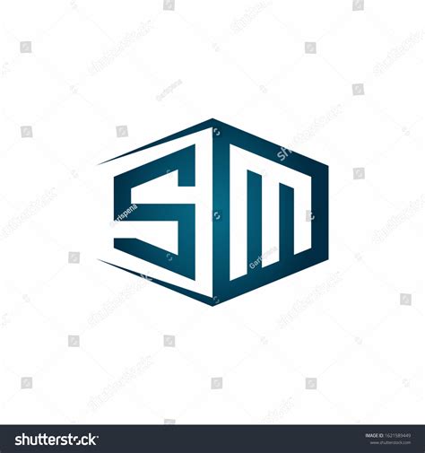 Sm Monogram Logo Hexagon Shape Negative Stock Vector (Royalty Free) 1621589449 | Shutterstock