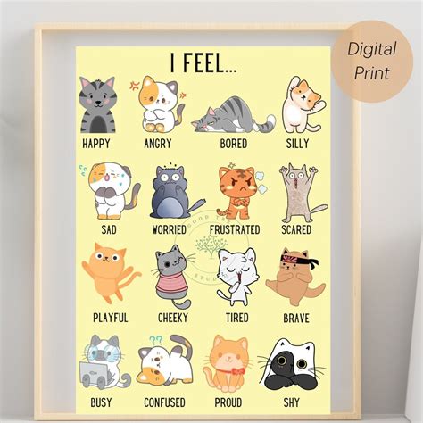 I Feel Cats Poster Feelings And Emotions Chart Feelings List Mental