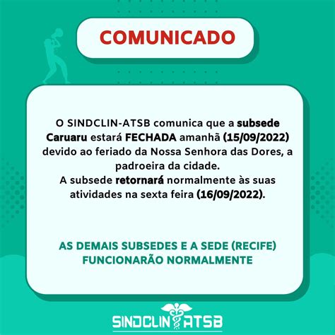 Feriado Nossa Senhora Das Dores Caruaru Sindclin