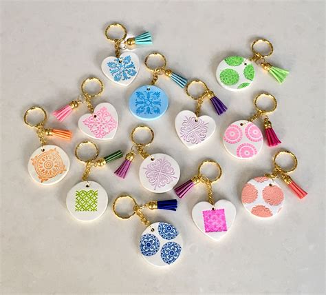 Air Dry Clay Keychains In White And Gold Silver Copper And Brown Clay