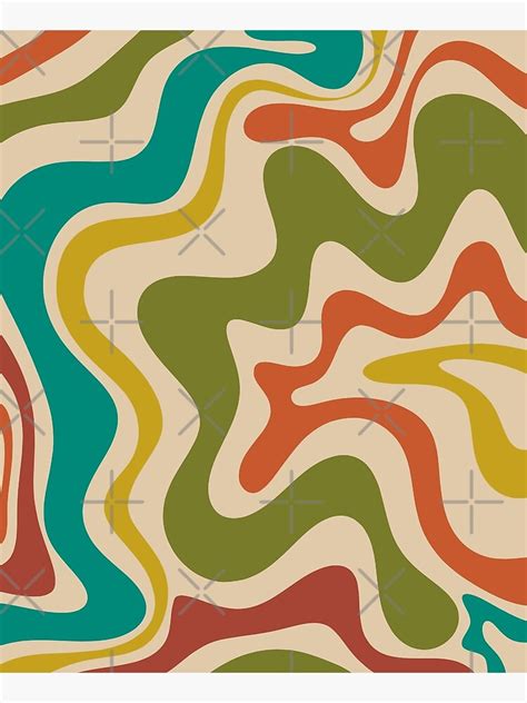 Liquid Swirl Retro Abstract Pattern In Mid Century Mod Colours Kitchen