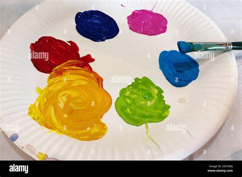 Acrylic Paint Palette Stock Photo - Alamy