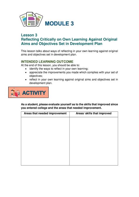 Edited Ppd Module 3 Lesson 3 Lesson 3 Reflecting Critically On Own Learning Against Original