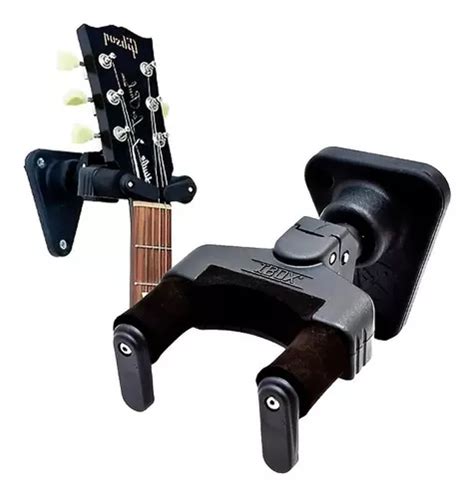 Suporte De Parede Para Violão E Guitarra Trava Automática Cor Preto