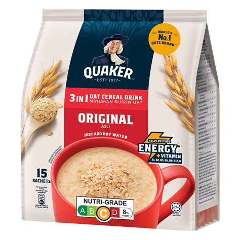 Quaker 3 In 1 Original Oat Cereal Drink 15 Sachets Shopee Singapore