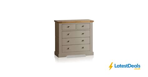 ST IVES Natural Solid Oak Grey Paint 5 Drawer Chest 349 99 At Oak