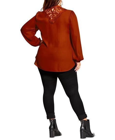 City Chic Trendy Plus Size Lace Flaunt Top Macy S