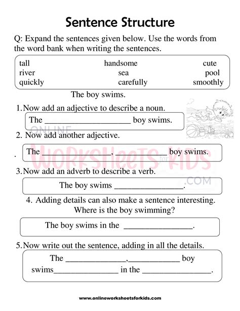 Free Sentence Structure Worksheets 1st Grade Worksheets Library