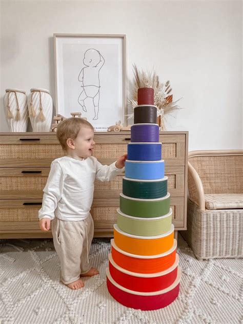 My Happy Helpers Large Wooden Rainbow Stacker Eco Baby Boutique