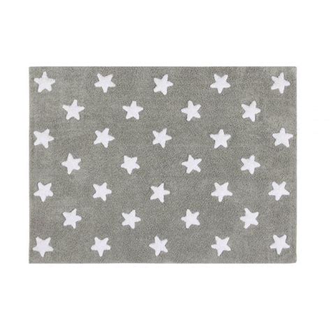 Alfombra Lavable Estrellas Gris Blanco Nueces De Algod N