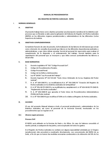 Manual De Procedimientos Del Registro De Peritos Judiciales Pdf Pdf Testigo Experto Ley