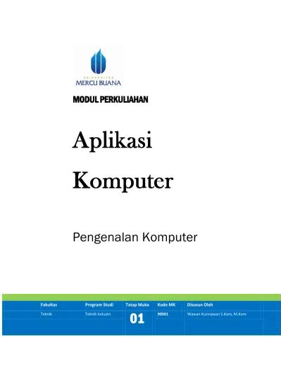 Aplikasi Komputer Pengenalan Komputer Modul Perkuliahan Fakultas