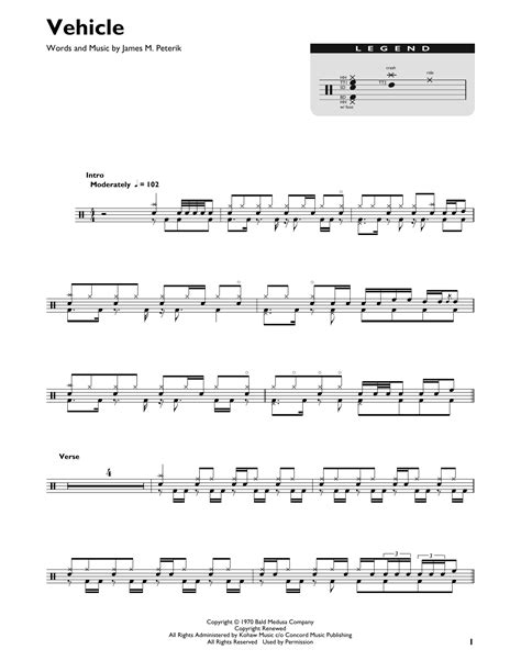 Vehicle By The Ides Of March Sheet Music For Drum Chart At Sheet Music