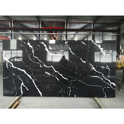 Sh Calacatta Black Quartz Stone Slab For Kitchen Countertops Cm