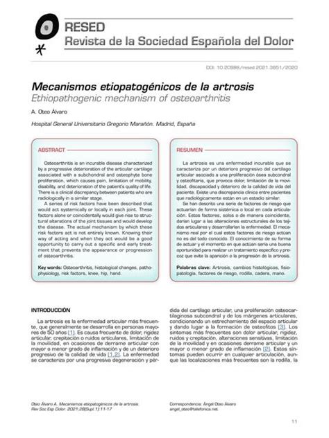 Mecanismos etiopatogénicos de la artrosis Escuela medica uDocz