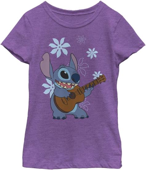 Disney Lilo Stitch Flowers Playera Para Ni A P Rpura Mora Large