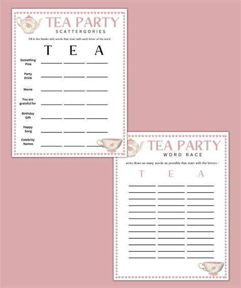 Tea Party Games Bundle Printable Tea Party Games Tea Party Etsy