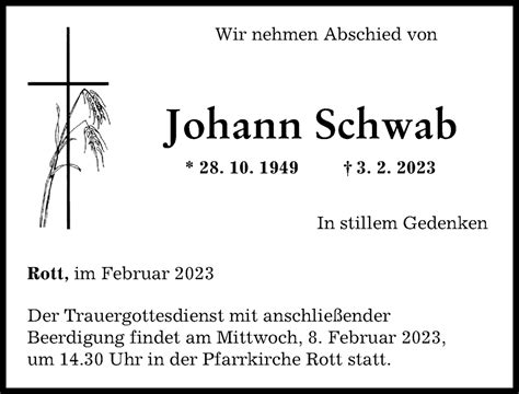 Traueranzeigen Von Johann Schwab Augsburger Allgemeine Zeitung