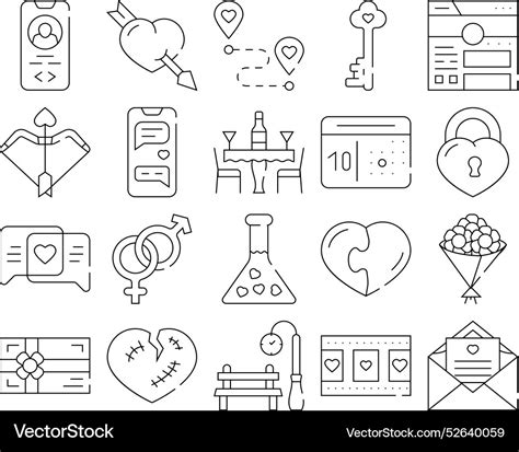 Dating Love Romantic Collection Icons Set Vector Image