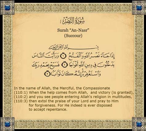 Quran Chapter 110 Quran Translation Of Surah “an Nasr” Succour