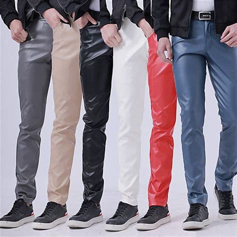 Homme Pantalon Pantalon En Similicuir Pantalons D Contract S Poche