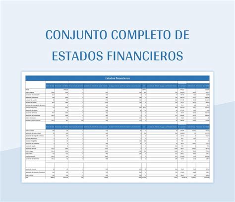 Plantilla De Formato Excel Conjunto Completo De Estados Financieros Y