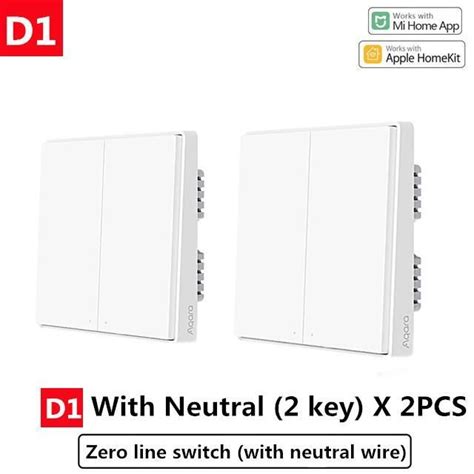 D1Avec Neutre 2 X2 Aqara Joli mural intelligent D1 Zigbee télécommande