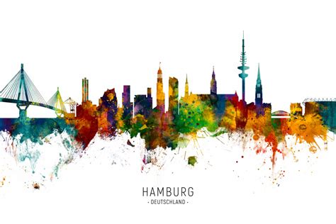 Hamburg Deutschland Skyline Michael Tompsett Als Kunstdruck Oder Gemälde