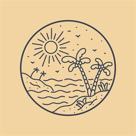 Summer Beach Vibes And Coconut Tree Design For T Shirt Badge Sticker