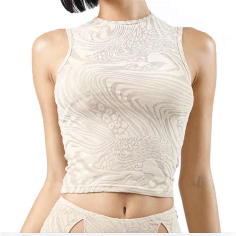 I AM GIA Nude Amina Top Sleeveless Soft Mesh Depop