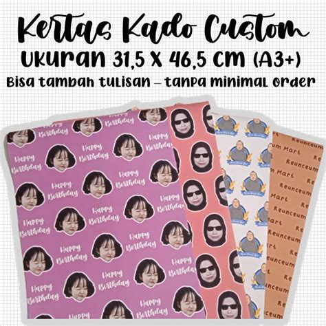 Kertas Kado Custom Gift Paper Pakai Foto Ukuran A3 Glossy Lazada