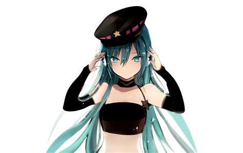 Aqua Eyes Aqua Hair Choker Hat Hatsune Miku Headphones Long Hair Lpip