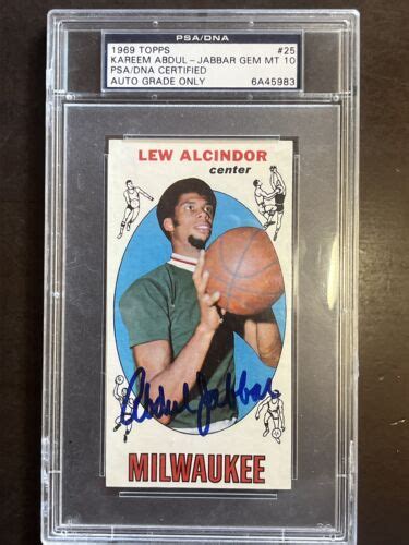 1969 Topps Lew Alcindor Kareem Abdul Jabbar RC Auto PSA 10 NM MT EBay